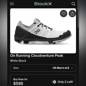 On Running Cloudventure Peak Men's Trail Shoe - White & Black